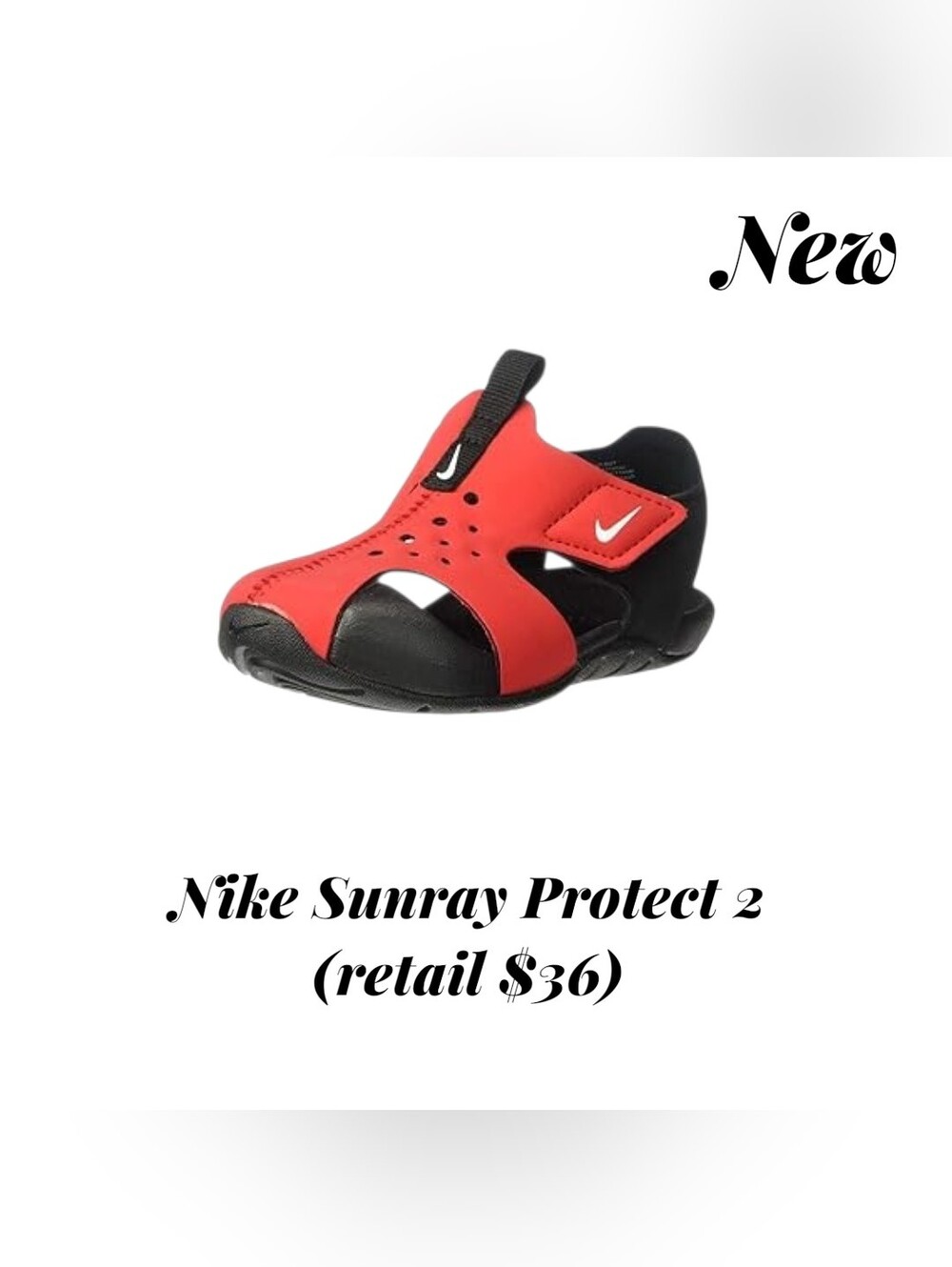 ❌Nike Kids Red and Black Water Sandal with Hook Strap